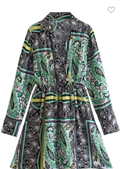Sundayup Long Road Home Dress In Black/green In Multi