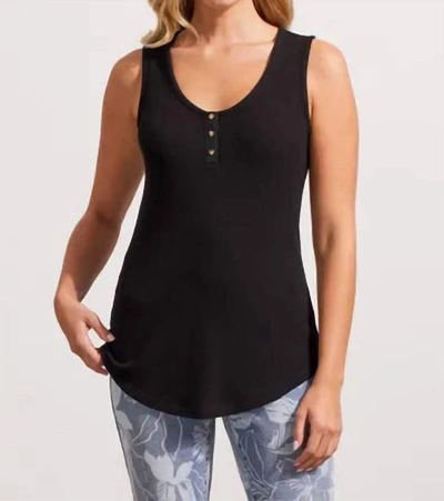 Tribal Cami Tank With Buttons In Black In Black