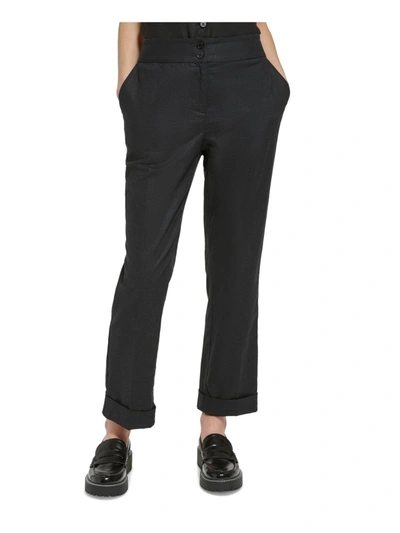 Shop Calvin Klein Plus Womens Linen Straight Leg Straight Leg Pants In Black