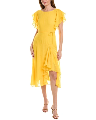 Shop Maison Tara Grid Check Maxi Dress In Yellow