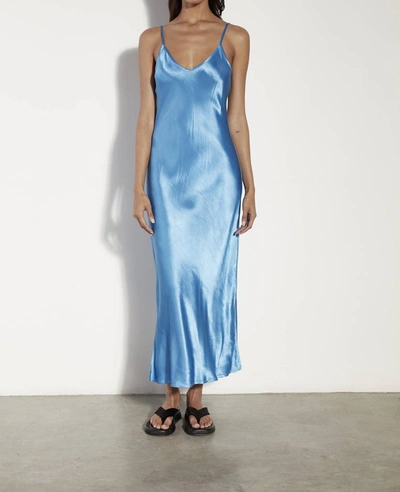 Shop Enza Costa Bias Cut Slip Dress In Pool Blue