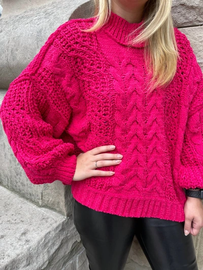 Shop Pol Lily Mock Neck Sweater In Magenta In Pink
