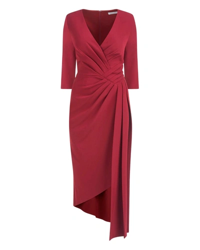 Shop Kay Unger Leena Tea Length Dress In Crimson In Pink