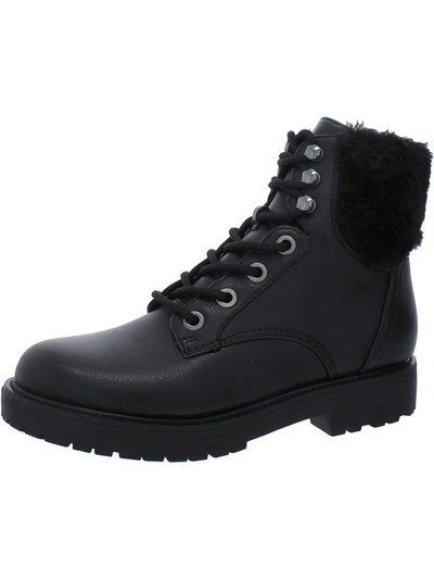 Shop Bandolino Womens Faux Leather Faux Fur Trim Ankle Boots In Black
