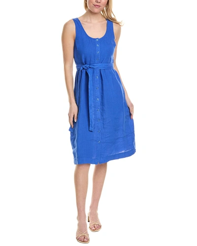 Shop Michael Stars Lulu Button-down Linen Midi Dress In Blue