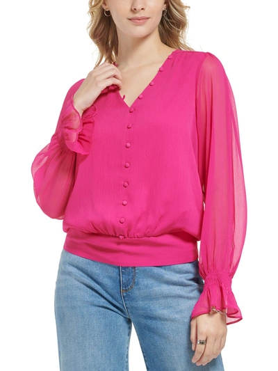 Shop Karl Lagerfeld Womens Blouse Smocked In Pink