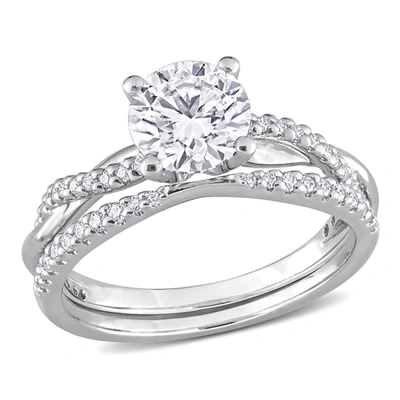 Mimi & Max 1 1/2ct Dew Created Moissanite Crossover Engagement Ring In Sterling Silver In White