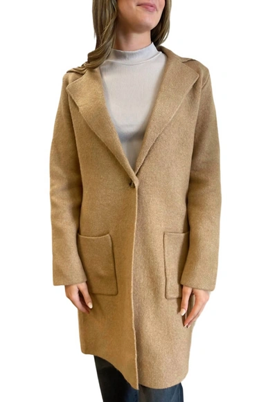 Shop Be Cool Long Cardigan/coat In Camel In Brown