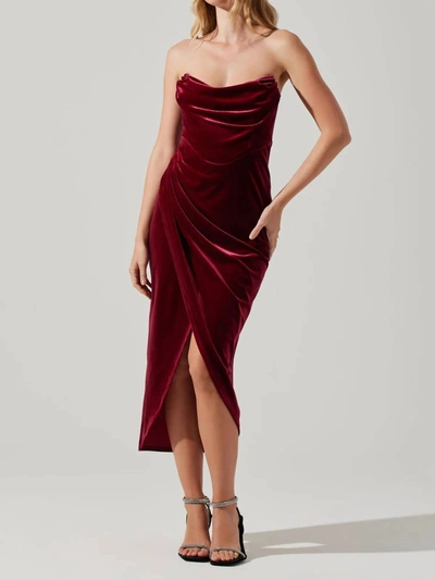 Shop Astr Meghan Velvet Draped Mini Dress In Crimson Red