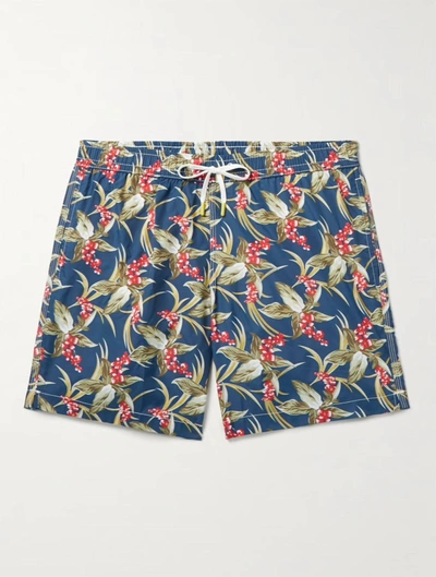 Shop Hartford Men's Short Swimwear In Blue And Red Floral Print In Multi