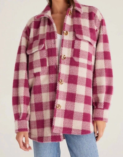 Shop Z Supply Plaid Tucker Jacket In Berry In Pink