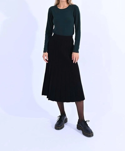Shop Molly Bracken Knitted Pleated Midi Skirt In Black