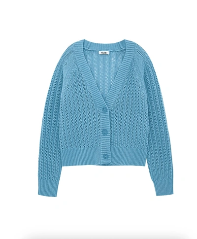Shop 525 America Rumi Crochet Cardigan In Blue