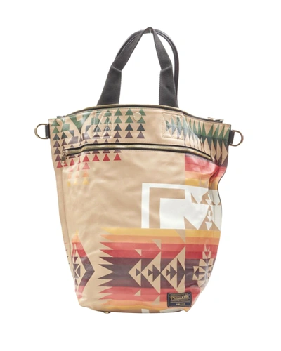 Shop Sacai Rare  Pendleton Aztec Ethnic Print Brown Leather Foldover Tote Bag In Multi