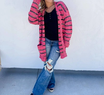 Shop Blakeley Stripe Miley Dot Cardigan In Pink