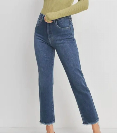 Shop Just Black Denim Women's Cole Straight Jeans In Blue
