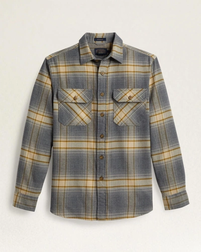 Shop Pendleton Burnside Flannel Shirt In Tan/oxford/olive Plaid In Multi