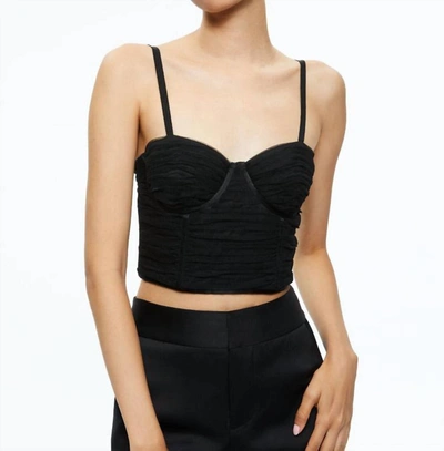 Shop Alice And Olivia Damia Ruched Bustier Top In Black