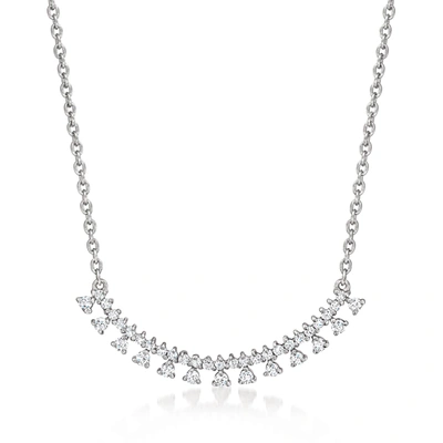 Ross-simons Diamond Multi-drop Curved Bar Necklace In Sterling Silver In Multi