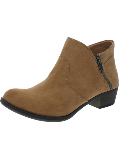 SUN + STONE WOMENS LEATHER LACELESS ANKLE BOOTS 