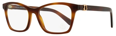 Moncler Women's Rectangular Eyeglasses Ml5168 054 Red Havana 53mm In Multi
