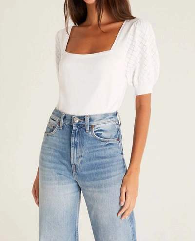 Shop Z Supply Enya Short Sleeve Crop Sweater Top In White