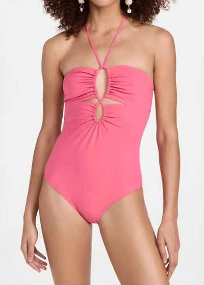 Shop Ulla Johnson Minorca Maillot One Piece Swimsuit In Honeysuckle Pink In Multi