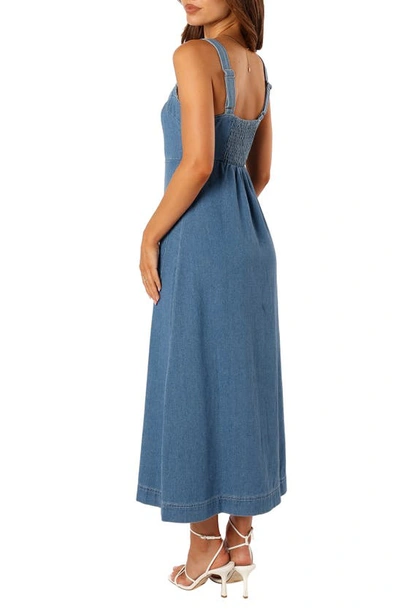 Petal And Pup Bettie Button Front Midi Dress In Denim