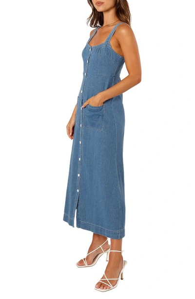 Petal And Pup Bettie Button Front Midi Dress In Denim