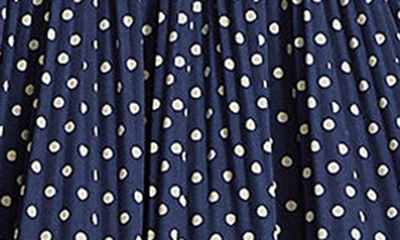 Shop Polo Ralph Lauren Polka Dot Pleated Miniskirt In Navy Polka Dot
