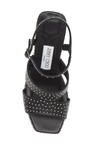 Shop Jimmy Choo Ellison Studded Platform Sandal In Black/ Silver