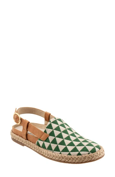 Shop Trotters Paisley Slingback Espadrille Flat In Green Natural Textile