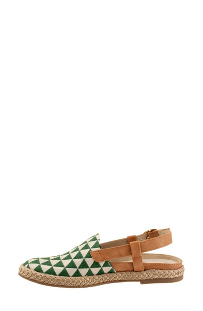 Shop Trotters Paisley Slingback Espadrille Flat In Green Natural Textile