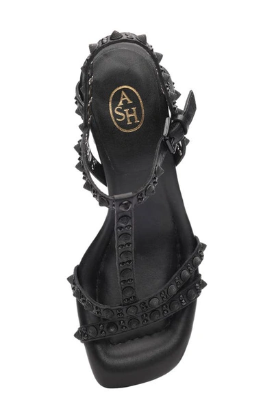Shop Ash Janice Studded Block Heel Sandal In Black/ Black
