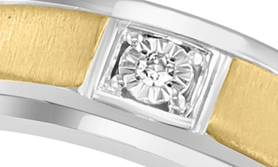 Effy Two-tone Diamond Ring In Silver Plated Gold