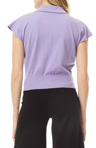 Shop By Design Harper Cap Sleeve Polo Sweater In Chalk Violet