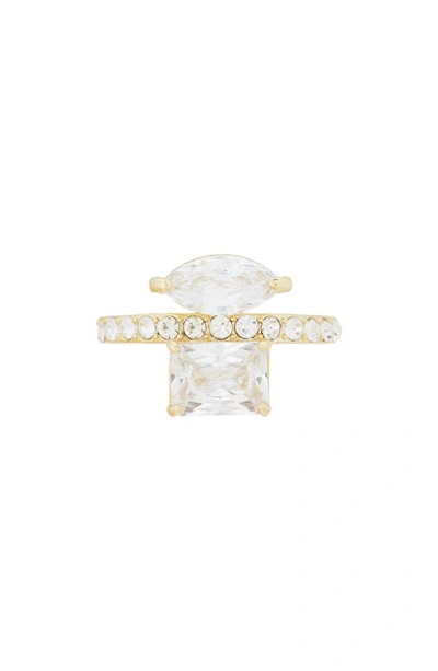 Shop Covet Floating Cubic Zirconia Pavé Band Ring In Gold