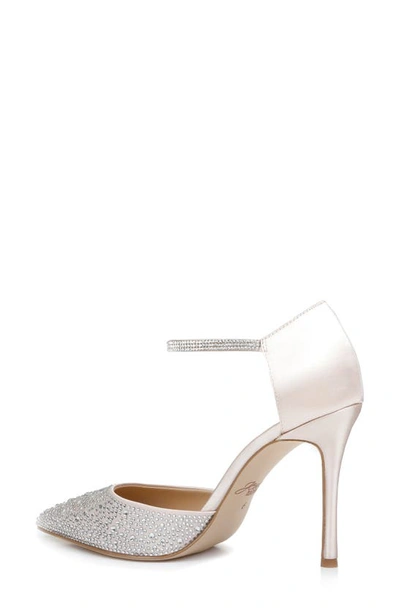 Shop Jewel Badgley Mischka Jailene Ankle Strap Pump In Champagne Satin