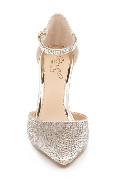 Shop Jewel Badgley Mischka Jailene Ankle Strap Pump In Champagne Satin