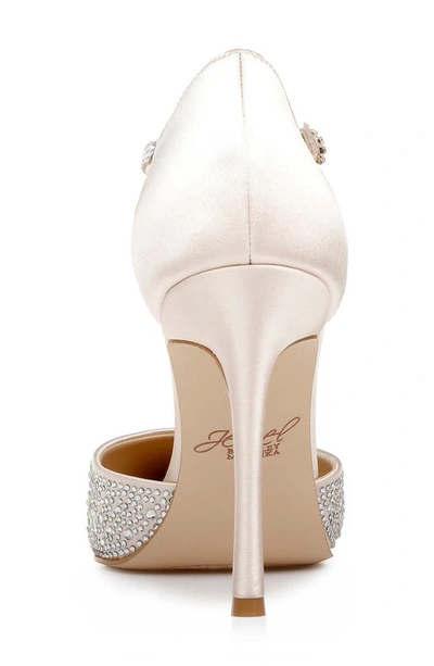 Shop Jewel Badgley Mischka Jailene Ankle Strap Pump In Champagne Satin