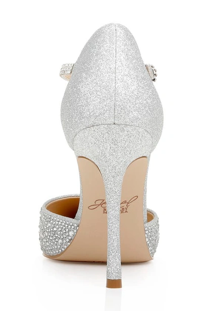 Shop Jewel Badgley Mischka Jailene Ankle Strap Pump In Silver Glitter