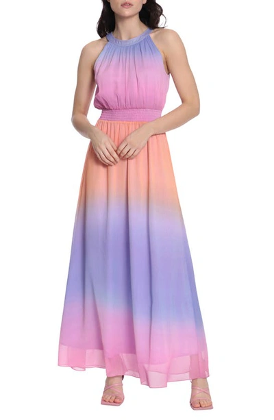 Shop Donna Morgan For Maggy Smocked Waist A-line Dress In Pink/ Multi