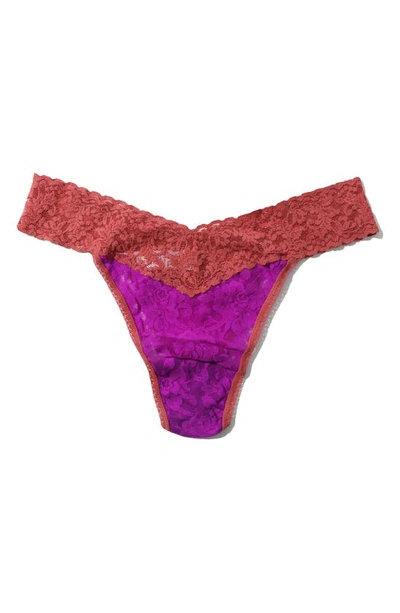 Shop Hanky Panky Signature Lace Original Rise Thong In Hot Lilac/ Pink Sands