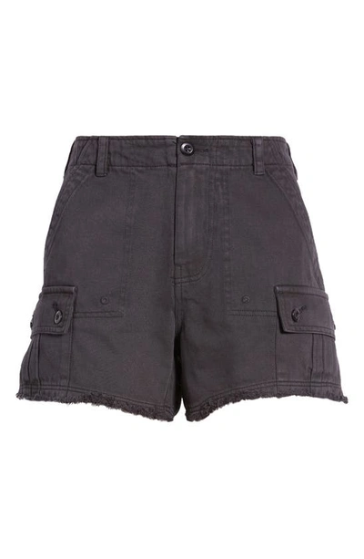 Shop Lucky Brand Raw Hem Utility Shorts In Washed Black