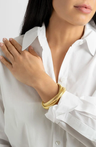 Adornia 14k Gold-plated 2-layer Omega Chain Bracelet In Gold