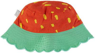 Shop Stella Mccartney Baby Red & Green Strawberry Bucket Hat In 421gl Red