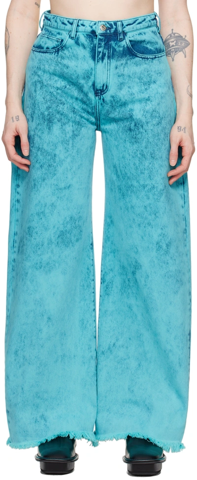 Shop Marques' Almeida Blue Tie-dye Boyfriend Jeans In Turquoise