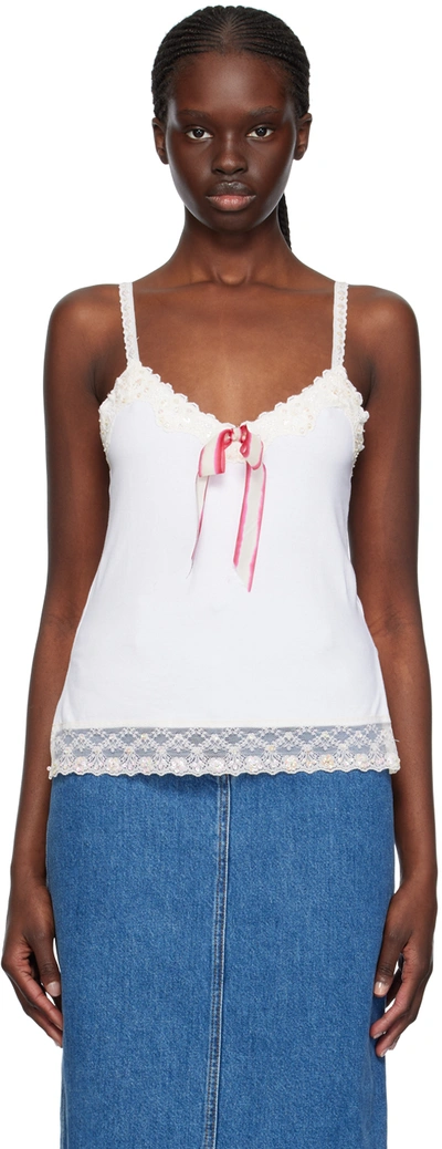Shop Anna Sui White Sequinned Camisole In Whtie Multi