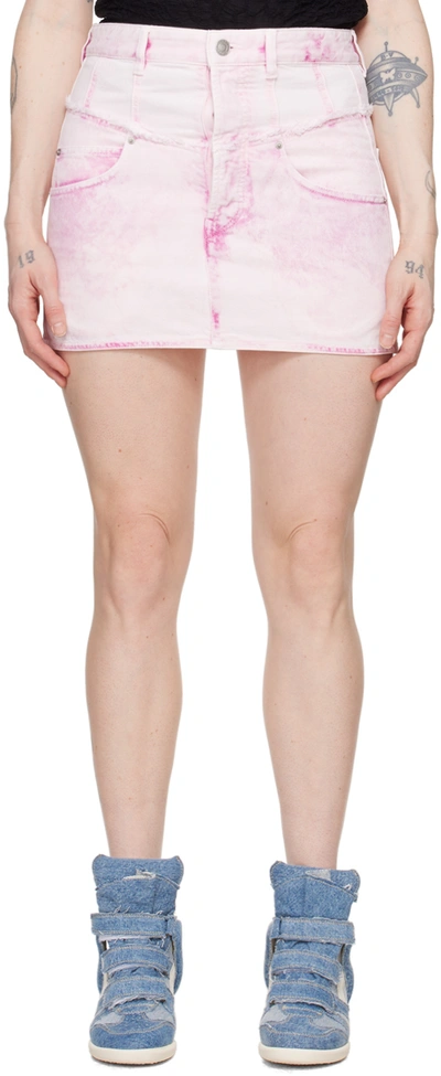 Shop Isabel Marant Pink Narjis Denim Miniskirt In 40lk Light Pink