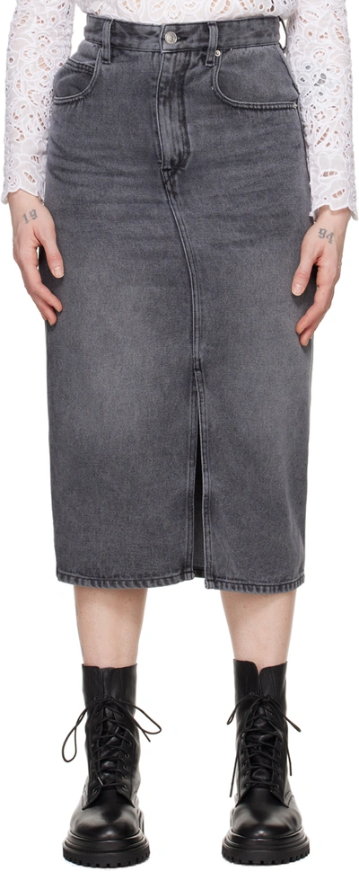 Shop Isabel Marant Gray Tilauria Denim Midi Skirt In 02ly Light Grey